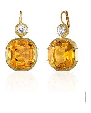 Mindi Mond Imperial Citrine & Diamond Drop Earrings - Metallic