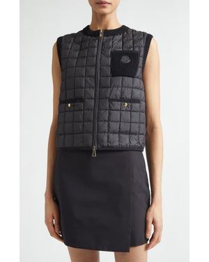 Moncler Knit & Quilted Down Vest - Black