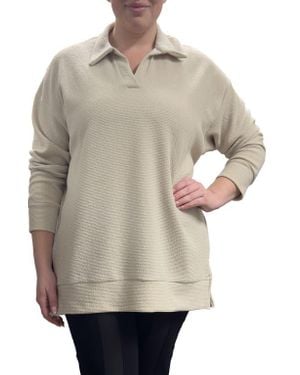 Standards & Practices Johnny Collar Long Sleeve Top - Natural