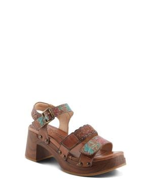 Spring Step Retropel Ankle Strap Platform Sandal - Brown