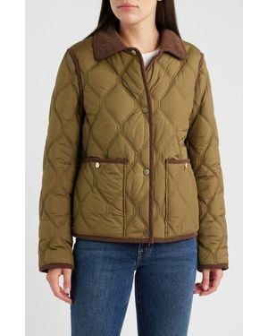 Bernardo Corduroy Trim Quilted Barn Jacket - Green