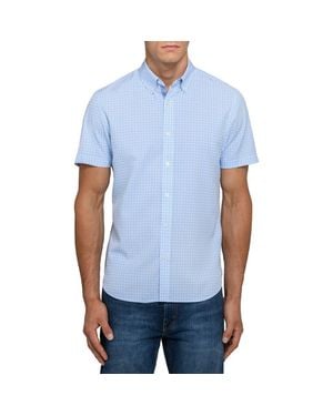 Con.struct Round Checkered Woven Short Sleeve Basic - Blue