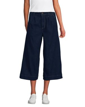 Lands' End Denim Mid Rise Wide Leg Culotte Jeans - Blue