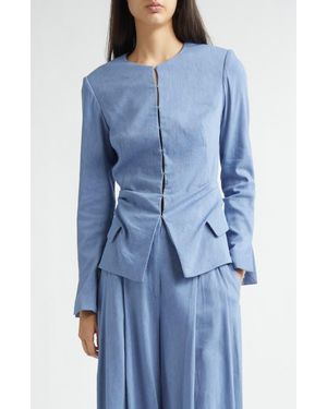 Lela Rose Slubbed Tucked Jacket - Blue