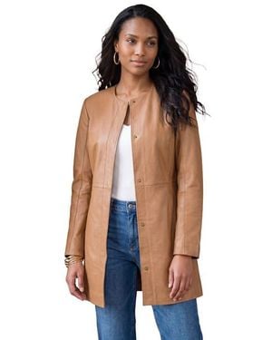 Jessica London Three Quarter Leather Jacket - Blue