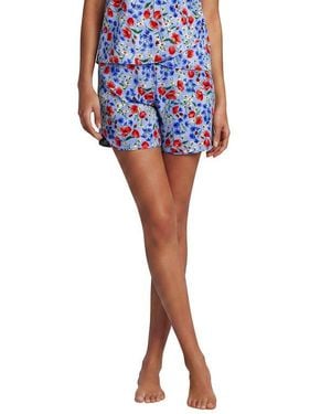 Lands' End 5 Quick Dry Elastic Waist Board Shorts Swim Cover-Up Shorts With Panty - Blue