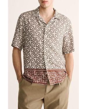 Mango Printed Camp Shirt - Green