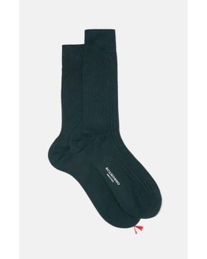 SCAROSSO Cotton Calf Socks - Blue