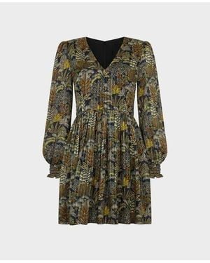 Really Wild Clothing Sienna V-Neck Pleated Dress - Green