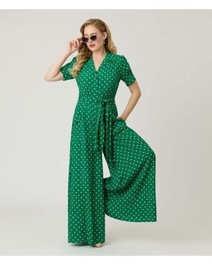 Unique Vintage 1940S Flare Leg Jumpsuit - Green