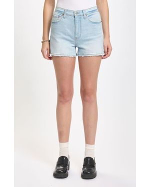 DAZE Troublemaker High Waist Denim Shorts - Blue