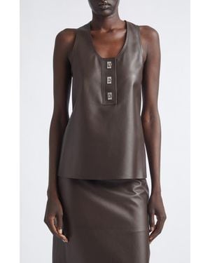 Ferragamo Racerback Napa Leather Tank - Brown