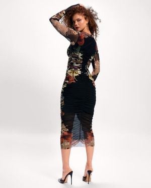 TA3 Mega Sculpting Long Sleeve Midi Dress - Black