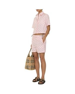Burberry Knight Checkerboard Cotton Poplin Shorts - Pink