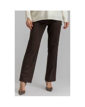 PIETRO BRUNELLI MATERNITY Straight Leg Faux Leather Maternity Pants - Brown