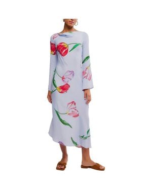 Free People Zadie Tulip Print Long Sleeve Maxi Dress - Blue