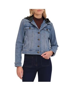 Bagatelle Denim Trucker Jacket With Removable Hood - Blue