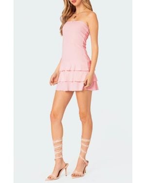 Edikted Saby Strapless Ruffle Hem Minidress - Multicolor