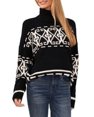 Cece Fair Isle Turtleneck Sweater - Black