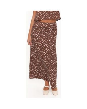 Petal & Pup Madison Floral Maxi Skirt - Brown