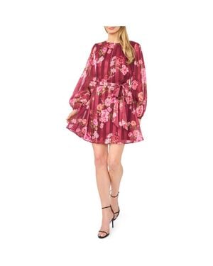 Ted Baker Briana Floral Stripe Long Sleeve Minidress - Red