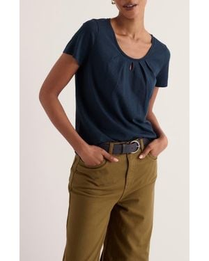 Seasalt Cornwall Appletree Keyhole Organic Cotton T-Shirt - Blue