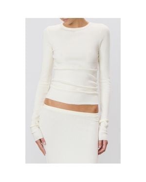 ÉTERNE Long Sleeve Fitted T-Shirt - White