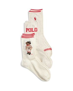 Polo Ralph Lauren Colorado Bear Assorted 3-Pack Cotton Blend Crew Socks - Blue