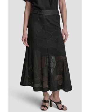 DKNY Croton Lace Midi Skirt - Black