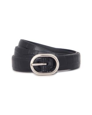 Vince Croc Embossed Leather Belt - Black