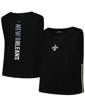 Pro Standard New Orleans Saints Ombre Wordmark Classic Cropped Tank Top - Black