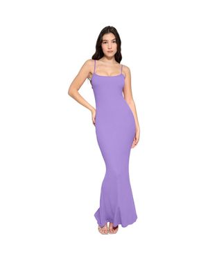 Popilush Built-In Shapewear Modal Wide Scoop Neck Slip Maxi Dress - Purple