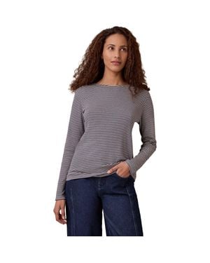 Celtic & Co. Cotton Striped Long Sleeve Top - Gray