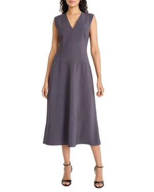 Maggy London Seamed Sleeveless Midi Dress - Purple