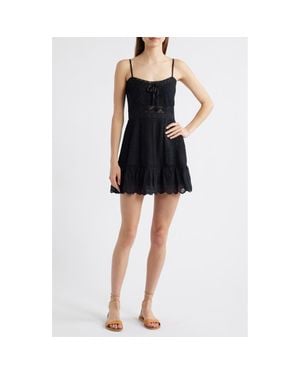 LoveShackFancy Maera Smocked Back Minidress - Black