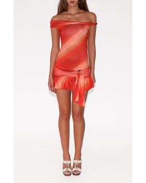 Tiger Mist Haelo Off The Shoulder Minidress - Red