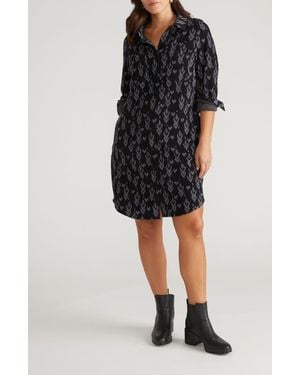 UNIVERSAL STANDARD Long Sleeve Check Flannel Shirtdress - Black