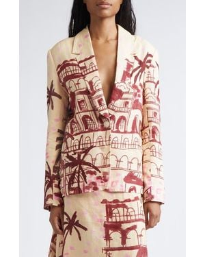Johanna Ortiz Rock The Plan One-Button Linen Jacket - Red