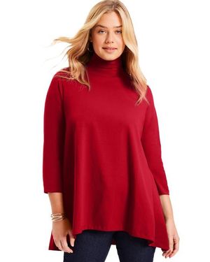 June + Vie One+Only Mock-Neck Tunic - Red