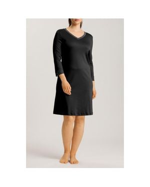 Hanro Moments V-Neck Cotton Nightgown - Black