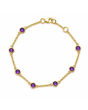 Zuvan February Birthstone Bracelet Amethyst - Metallic