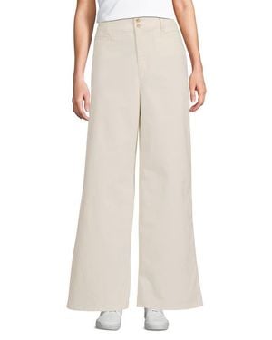 Lands' End Stretch Canvas High Rise Wide Leg Pants - Natural