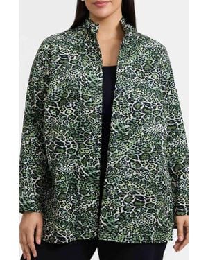 Foxcroft Carolina Leopard Print Cotton Sateen Button-Up Shirt - Green