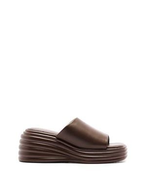 Therapy Australia Flaunt Square Toe Wedge Sandal - Brown
