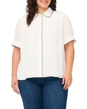 Cece Georgette Button-Up Top - White