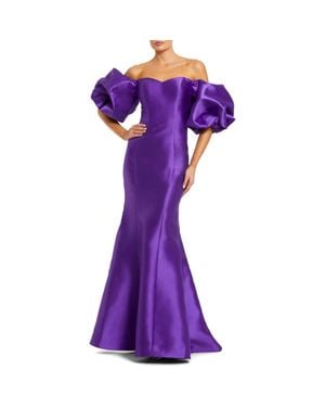Mac Duggal Sweetheart Off The Shoulder Puff Sleeve Gown - Purple