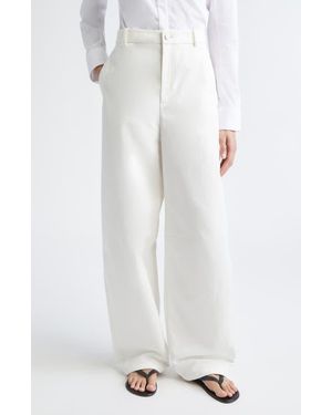 Partow Barrow High Waist Cotton Barrel Leg Pants - White