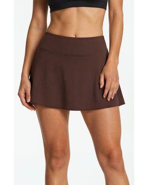 Calypsa Short Swim Skort With Shorts - Brown