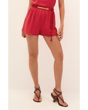 ViX Janet Cover-Up Cotton Shorts - Red