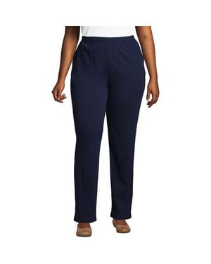 Lands' End Plus Size Sport Knit High Rise Pants - Blue